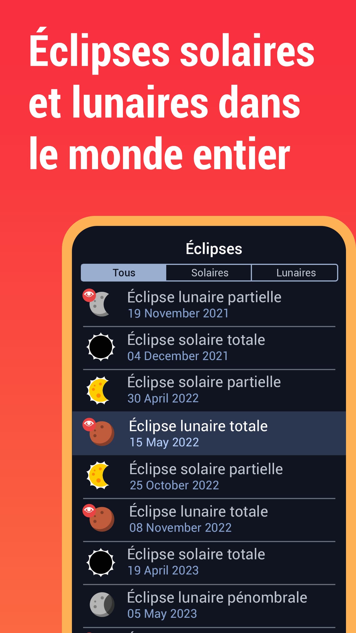 Éclipses solaires et lunaires dans le monde entier