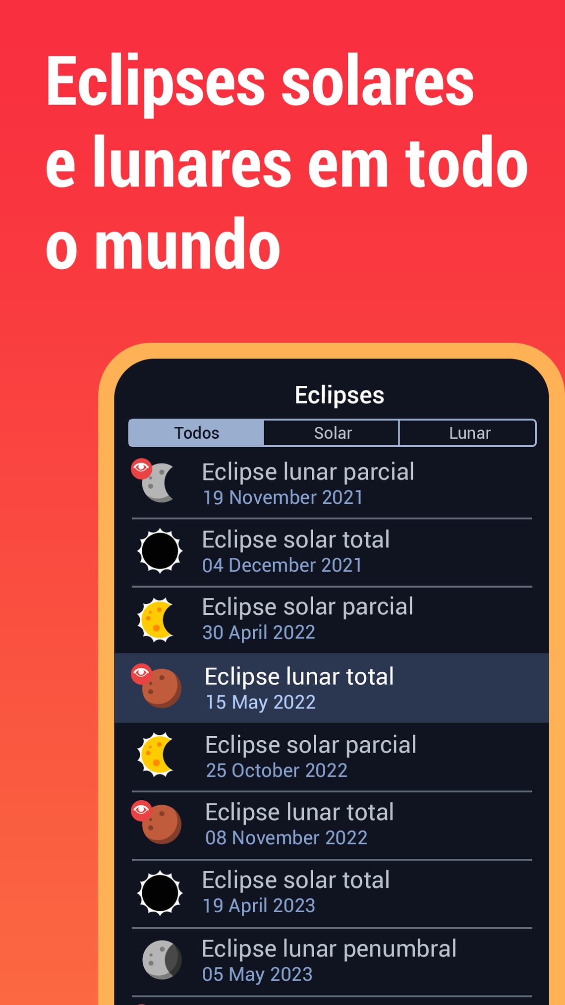 Eclipses solares e lunares em todo o mundo