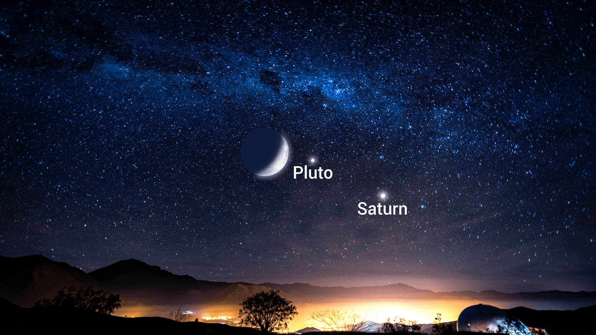 Close Approach of the Moon, Saturn and Pluto Star Walk